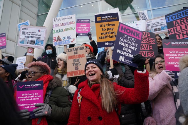 Protesters on the picket line 