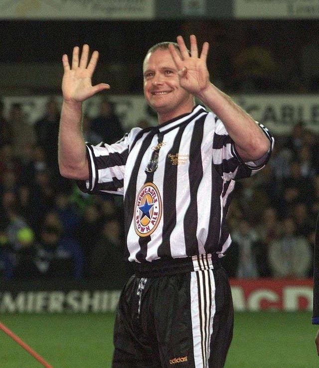 Paul Gascoigne was pelted with Mars bars by opposition fans while playing for Newcastle (Owen Humphreys/PA).