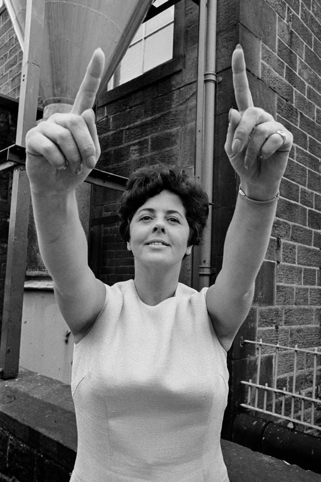Baroness Boothroyd campaigning for the Nelson and Colne by-election in 1968