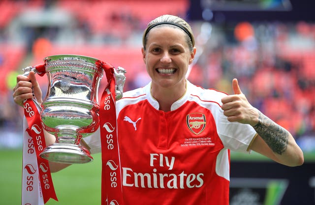 Kelly Smith, pictured, believes former Arsenal boss Laura Harvey should replace Joe Montemurro