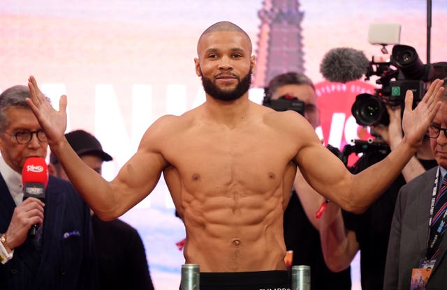 Chris Eubank Jr at the weigh-in ahead of his fight against Conor Benn