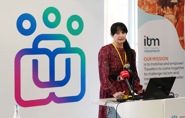 The Irish Traveller Movement’s co-ordinator of the National Traveller Youth Programme Rose Marie Maughan speaking at the launch of a new mapping survey of youth work funding at the Irish Human Rights and Equality Commission in Dublin