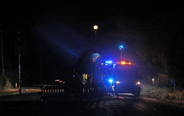 Emergency services at the scene of an industrial unit fire between East Hanningfield and Rettendon in Essex