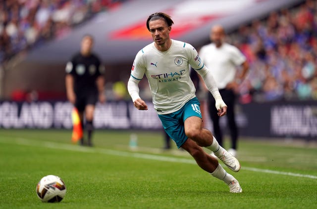 New Manchester City signing Jack Grealish dribbles with the ball