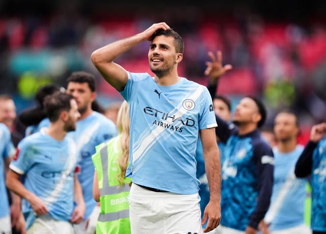 Manchester City’s Rodri celebrates