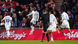 Leeds United’s Wilfried Gnonto celebrates scoring their side’s third goal of the game during the Sky Bet Championship match at the Riverside Stadium, Middlesbrough. Picture date: Monday April 22, 2024.
