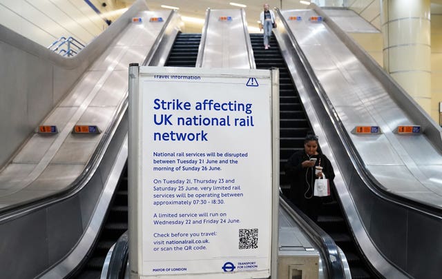 Passengers at Stratford station, as train services continue to be disrupted following the nationwide strike by members of the Rail, Maritime and Transport union in a bitter dispute over pay, jobs and conditions