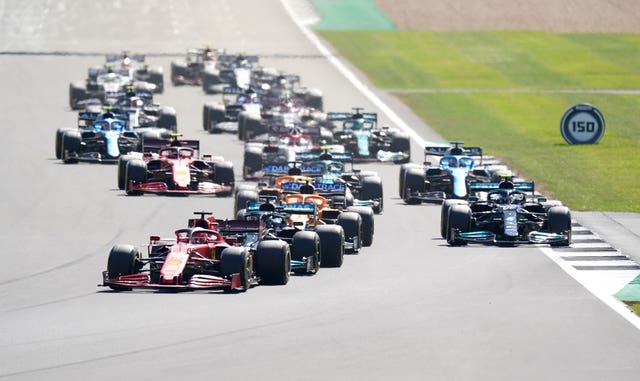 Charles Leclerc leads the race after the restart