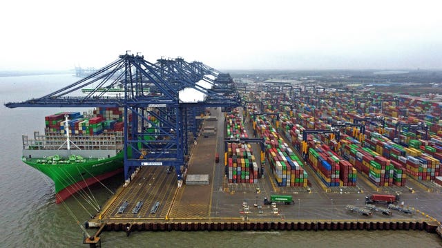 A view of The Port of Felixstowe in Suffolk (Gareth Fuller/PA)