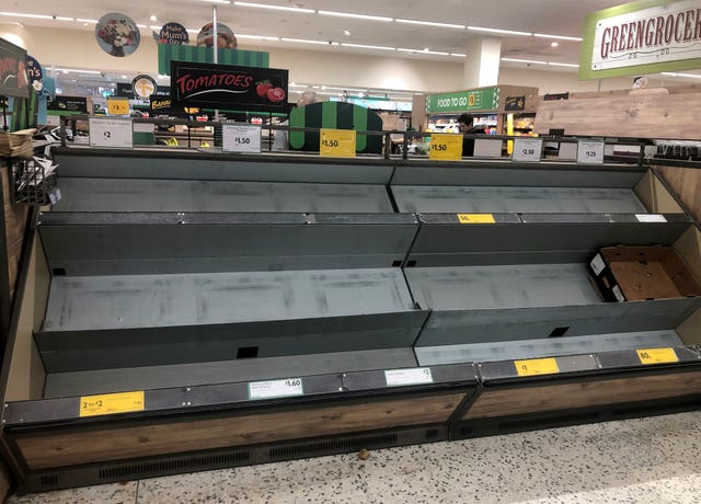 Empty shelves at a Morrisons supermarket in Whitley Bay
