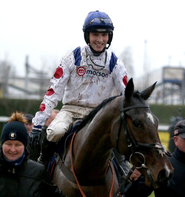 Harry Cobden is all smiles as he returns on Hermes Allen