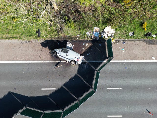 Scene of the fatal van collision on the M6 motorway