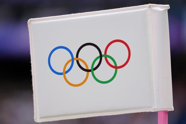 Olympic logo on a flag