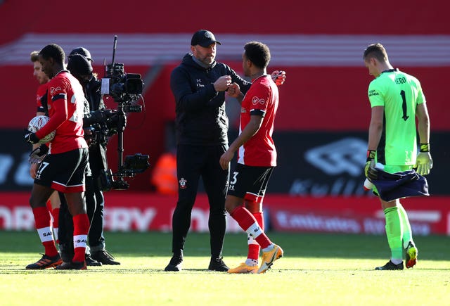 Ralph Hasenhuttl celebrates his side's win 