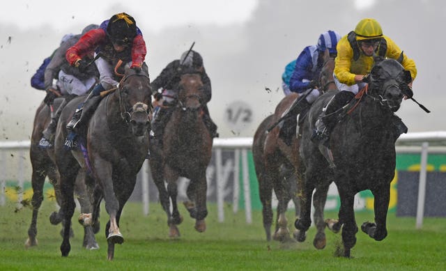 Yazaman (yellow) chases home Tactical at Newmarket 