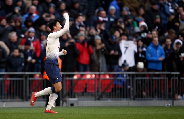 Son Heung-min celebrates his late winner for Tottenham against Newcastle (Steven Paston/PA).