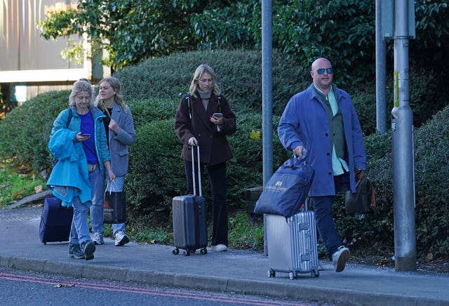 Passengers at Gatwick airport near Crawley, West Sussex