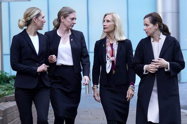 Lisa Osofsky (second right), Director of the Serious Fraud Office, arriving at court this week with her team (Stefan Rousseau/PA)