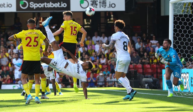 Sebastien Haller scored with an acrobatic effort as his two goals secured West Ham a 3-1 win at Watford