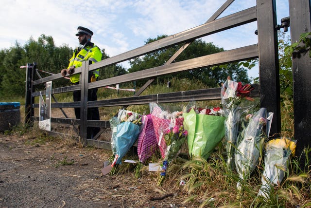Floral tributes at the scene 
