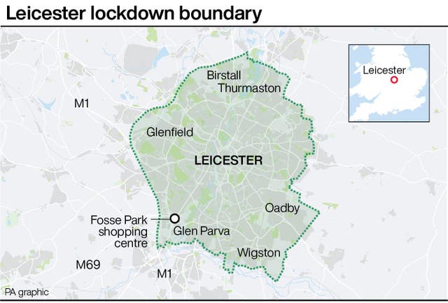 Leicester lockdown boundary