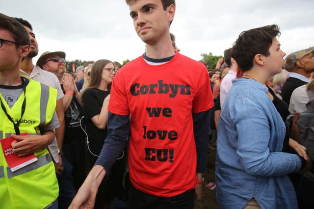 An EU supporter at the Labour Live event