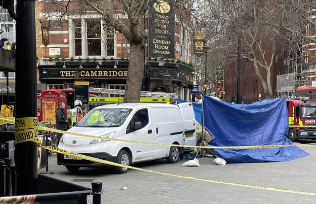 Emergency personnel during the incident at Cambridge Circus