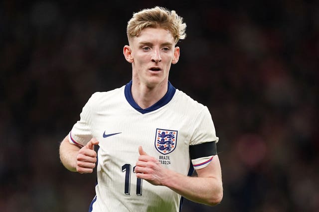 Anthony Gordon made his England debut as a starter against Brazil