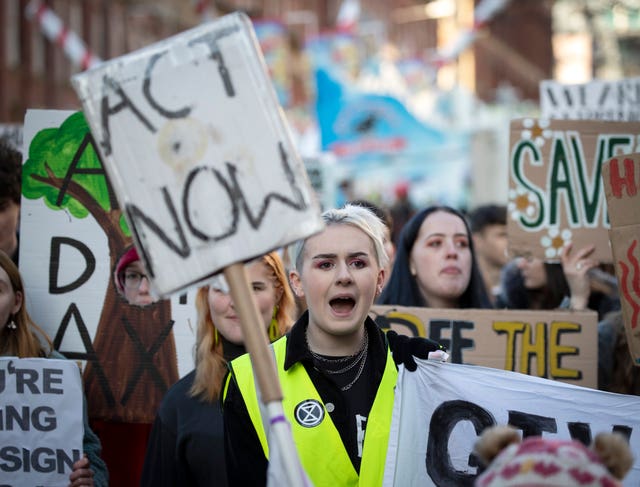 Pupils take part in the global climate strike protests
