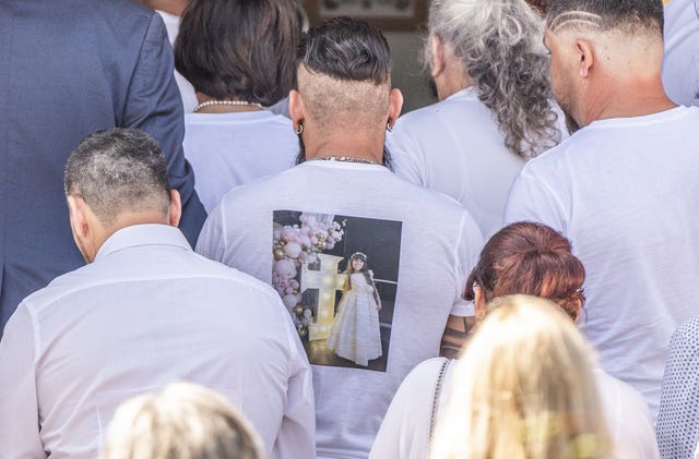 Mourners attending the funeral of Southport stabbing victim Alice da Silva Aguiar 