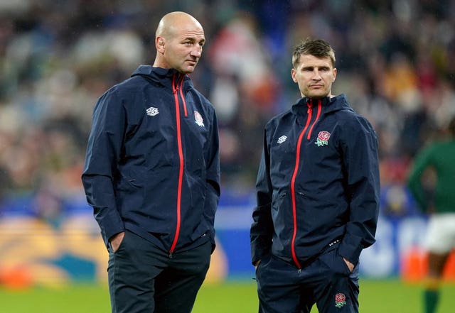 England attack coach Richard Wigglesworth, right, and head coach Steve Borthwick