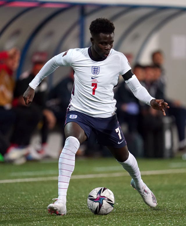Bush asks me to compare the abusive words my character used with the abuse directed at England's Bukayo Saka, pictured, and his team-mates Marcus Rashford and Jadon Sancho