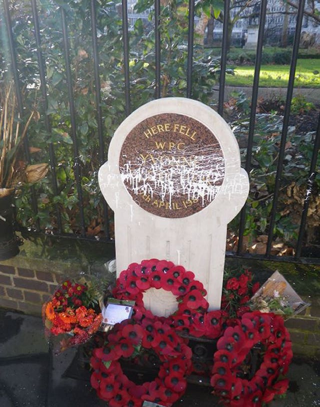 The memorial to murdered police officer Yvonne Fletcher in St James's Square