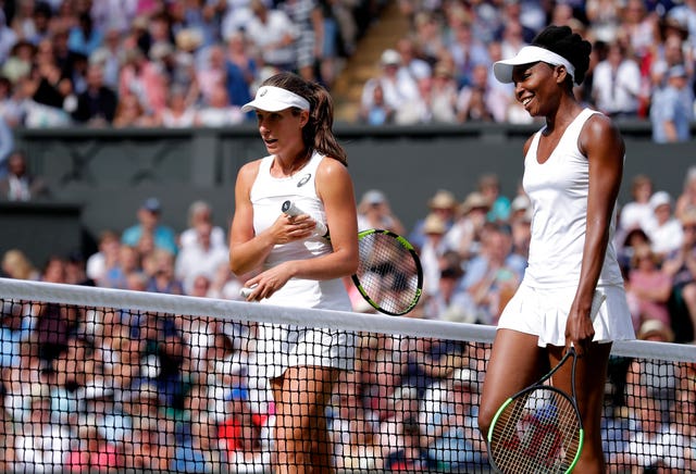 Venus Williams (right) proved too strong for Konta in the 2017 Wimbledon semi-finals