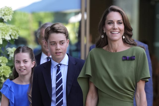 Kate and her children, Prince George and Princess Charlotte arriving on day 14 of the 2026 Wimbledon Championships 
