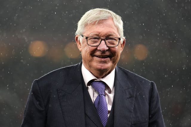 Former Manchester United manager Sir Alex Ferguson before a Europa League match against FC Twente at Old Trafford