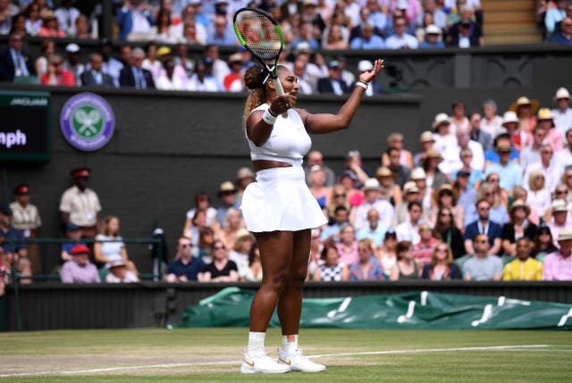 Serena Williams shows her frustration as the Wimbledon final slips away from her