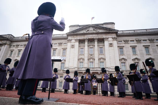 The Nato Hymn was performed by the Welsh Guards outside Buckingham Palace