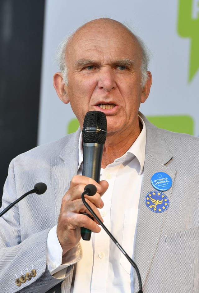 Liberal Democrat leader Vince Cable addresses the crowd in Parliament Square