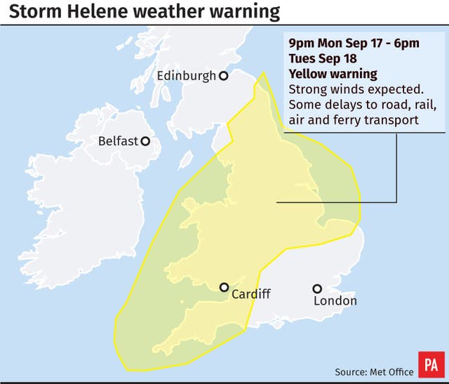 Storm Helene weather warning
