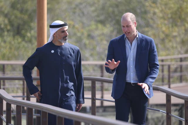 The Duke of Cambridge talks to Sheikh Khaled