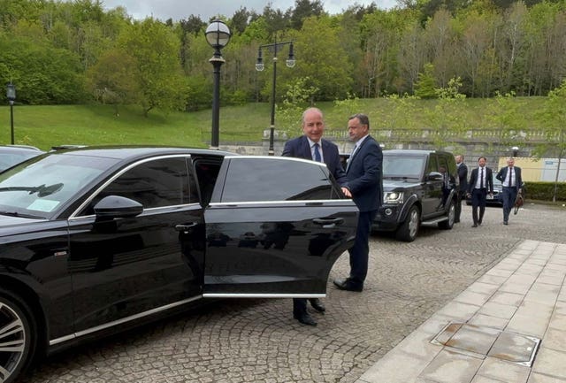 Taoiseach Micheal Martin arriving at Parliament Buildings, Stormont, in Belfast on Thursday morning