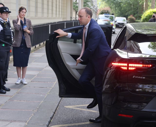 Former health secretary Matt Hancock arrives to give evidence to the UK Covid-19 Inquiry in London