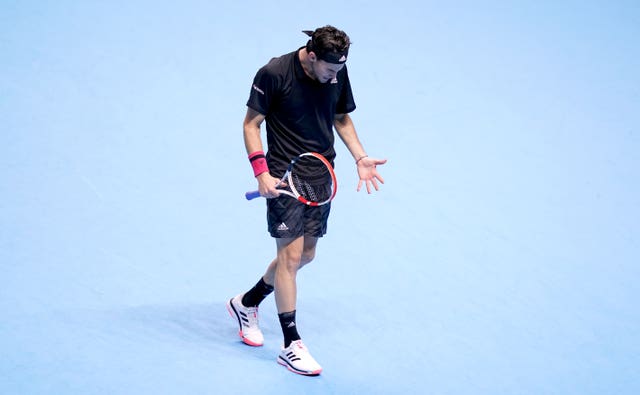 Dominic Thiem screams at himself after losing a point during his defeat by Daniil Medvedev