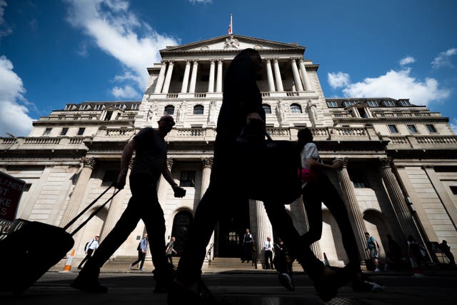 A view of the Bank of England in the City of London