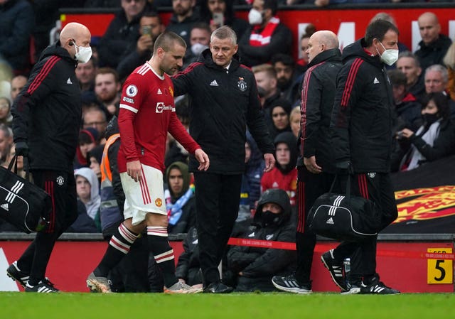 Luke Shaw went off during Manchester United's loss to Manchester City on Saturday