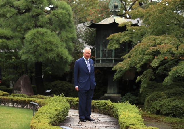 Charles during a visit to the Nezu Museum and Gardens in Tokyo, Japan