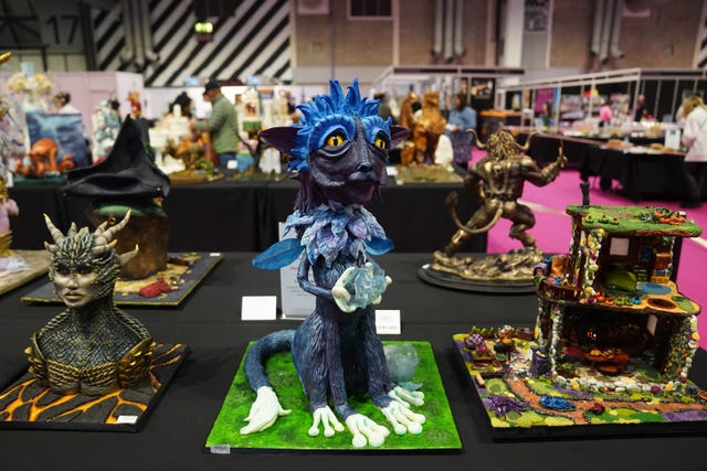 A selection of cakes on display at the Cake International show