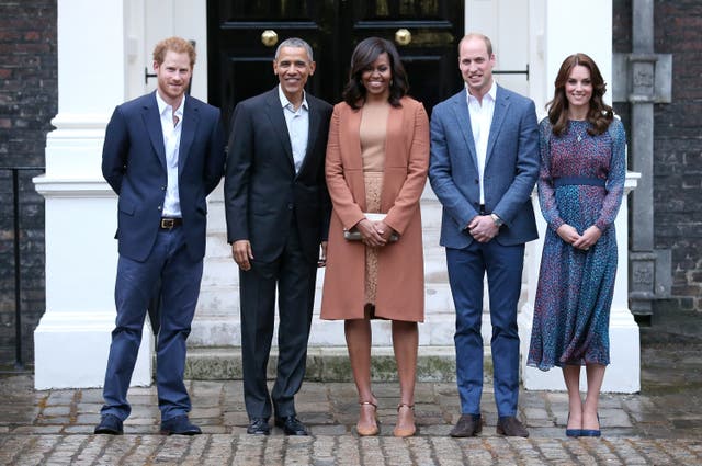  Prince Harry, pictured with Barack and Michelle Obama and the Duke and Duchess of Cambridge, has decided not to invite the former US leader and his wife to his wedding. (Chris Jackson/PA)