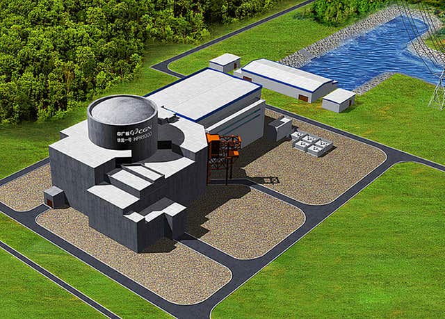 An artist’s impression of what a new nuclear power station at Bradwell, Essex, might look like 